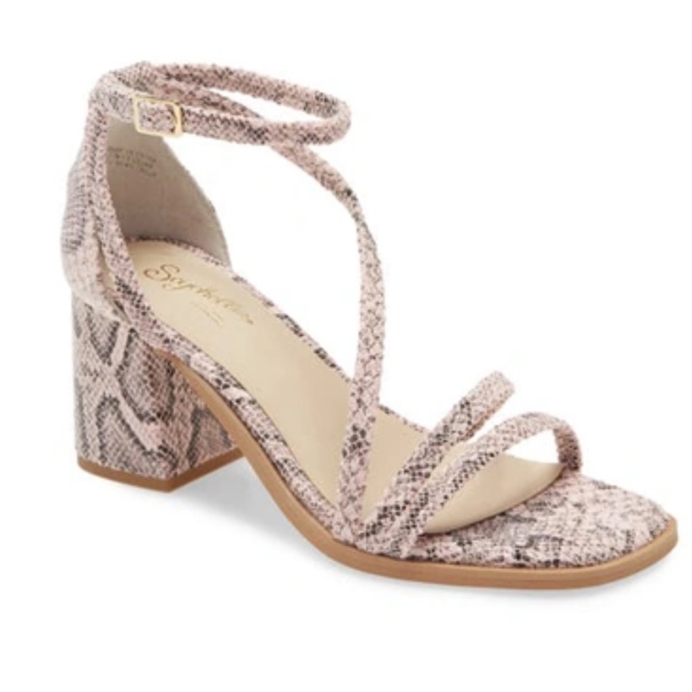 Seychelles Pink Snakeskin Heels Size 8